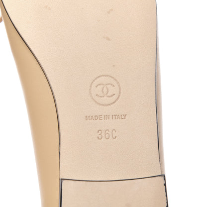 Chanel Lambskin CC Cap Toe Ballerina Flats 36 Beige Black 7 of 9