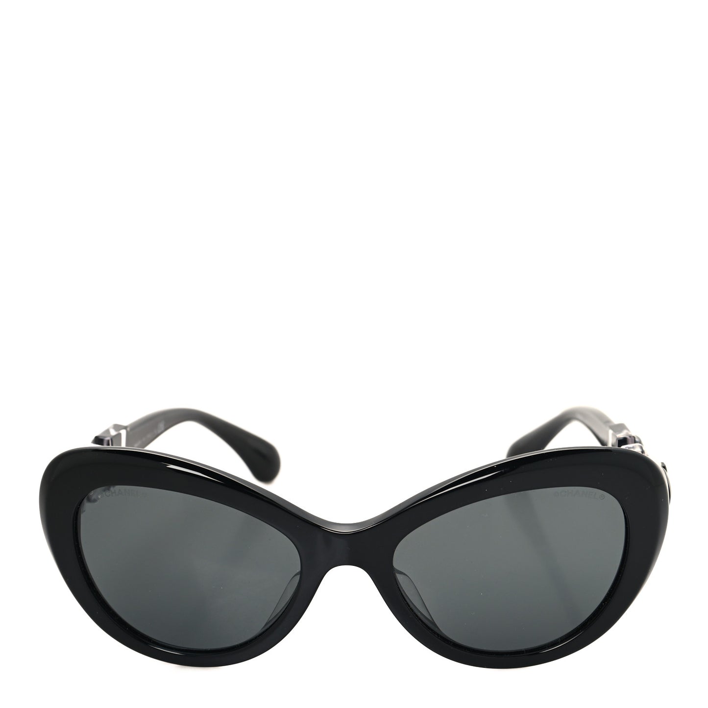 Acetate Glass Pearls Cat Eye Sunglasses 5443-H Black