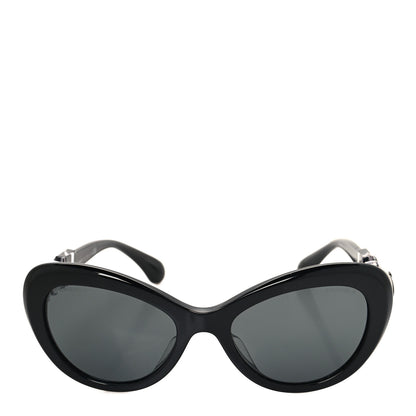 Chanel Acetate Glass Pearls Cat Eye Sunglasses 5443-H Black 2 of 7