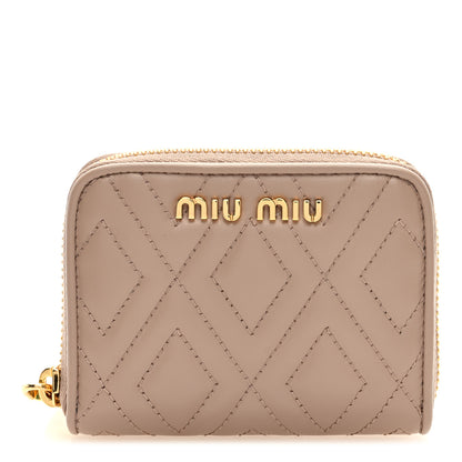 Miu Miu Nappa Matelasse Zip Around Compact Wallet Cipria 1 of 6