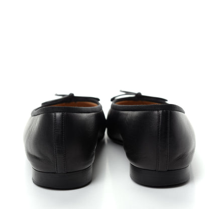 Chanel Lambskin Patent Cap Toe Ballerina Flats 38 Black 7 of 11