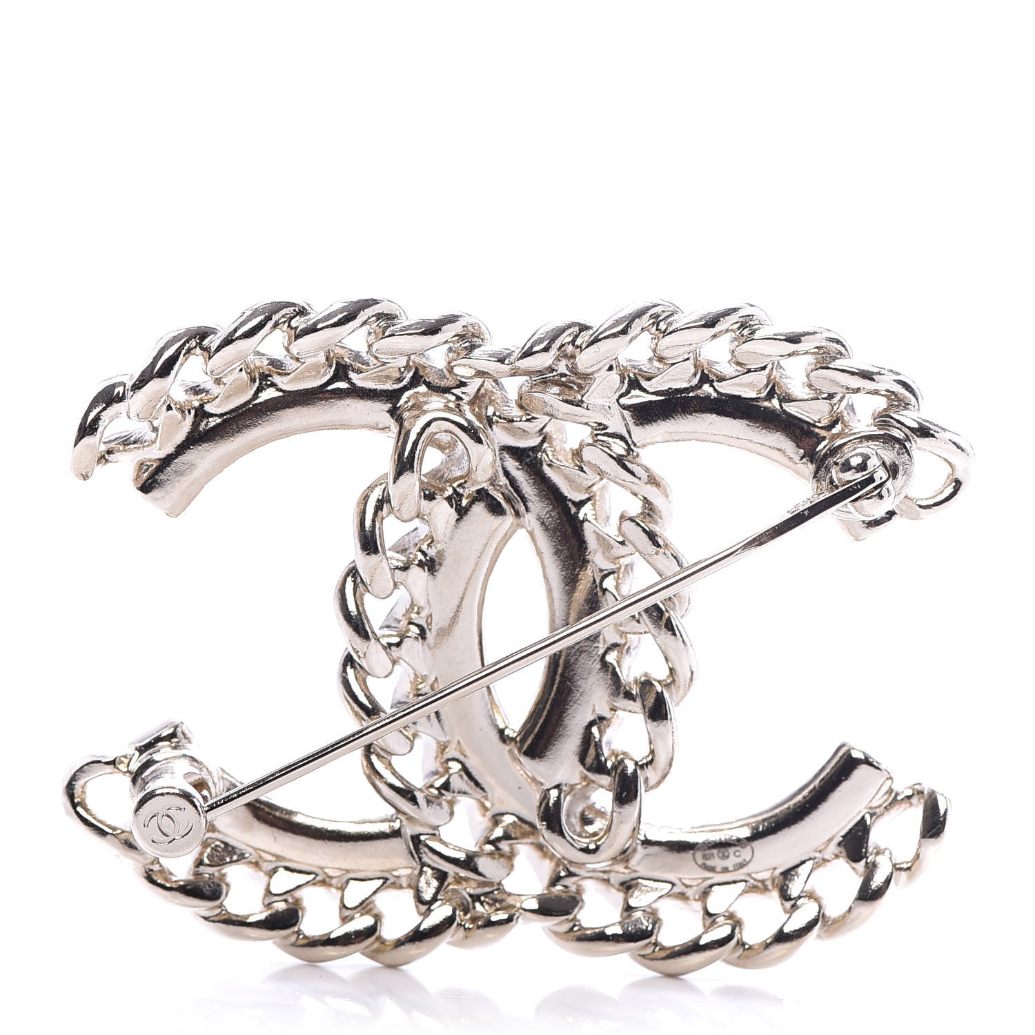 Chanel Crystal Chain CC Brooch Gold 3 of 5