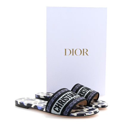 Christian Dior Canvas Mizza Embroidered Dway Mules Slide Sandals 38.5 Ocean 10 of 10