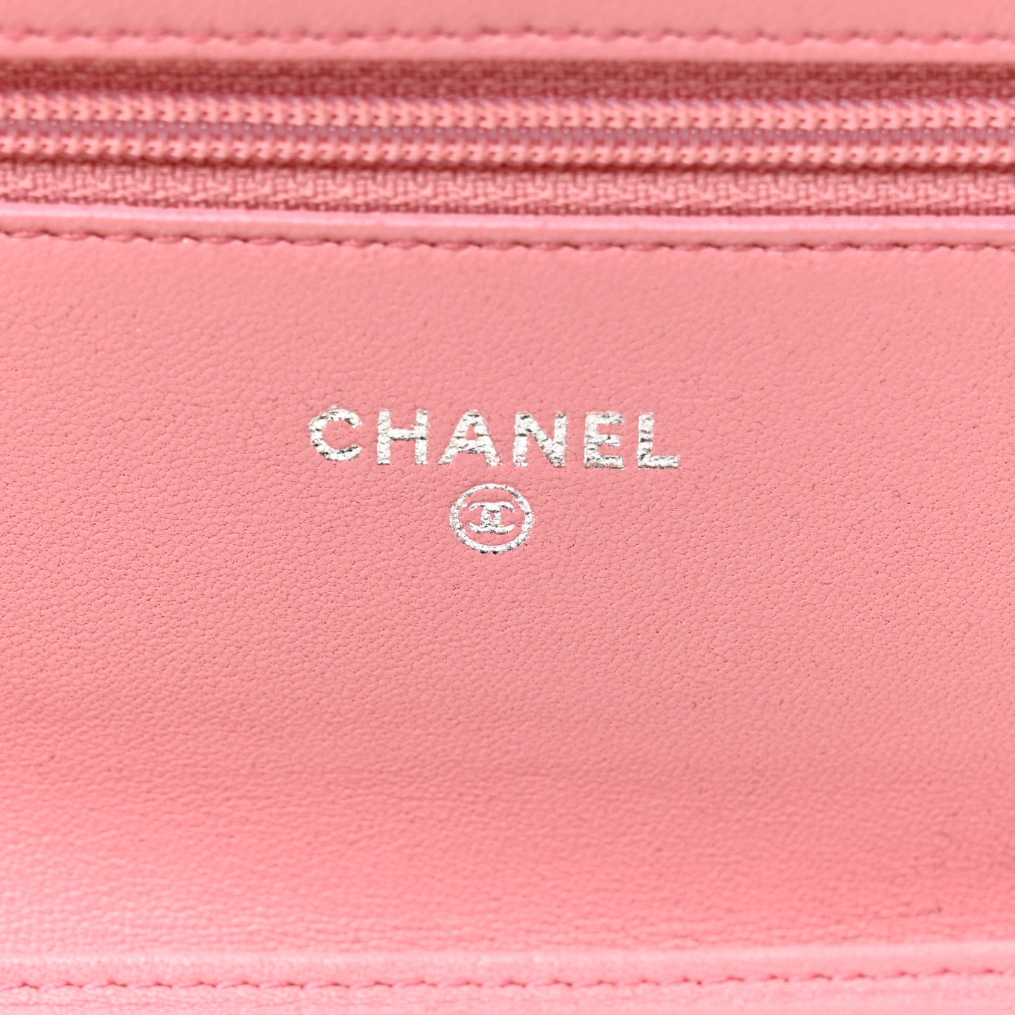 Lambskin Camellia Embossed Wallet on Chain WOC Pink
