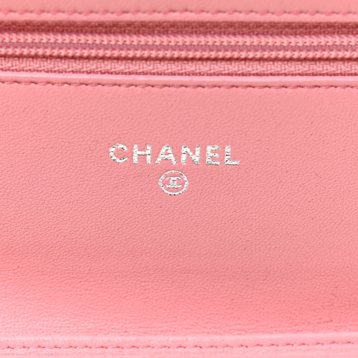 Chanel Lambskin Camellia Embossed Wallet on Chain WOC Pink 6 of 12