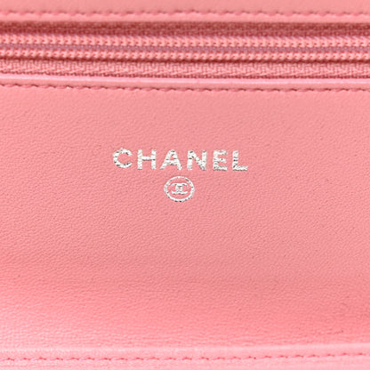 Chanel Lambskin Camellia Embossed Wallet on Chain WOC Pink 6 of 12