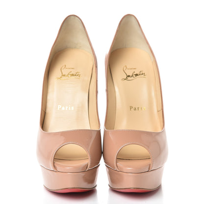 Christian Louboutin Patent Lady Peep 150 Pumps 37.5 Nude 2 of 9