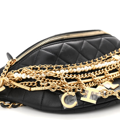 Chanel Lambskin Quilted All About Chains Waist Belt Bag Black 9 of 10