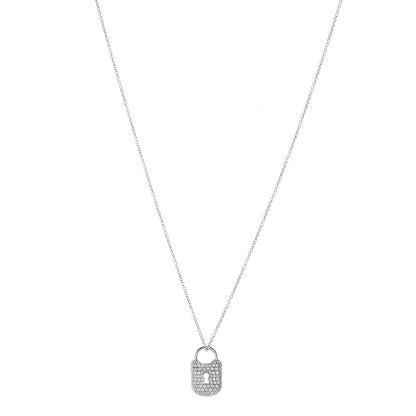 Tiffany Platinum Diamond Small Lock Pendant Necklace 1 of 9