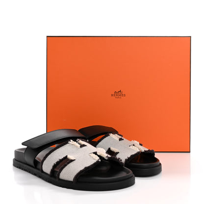 Hermes Techno Fringed H Canvas Caflskin Womens Chypre Sandals 41 Prunoir Black 10 of 10