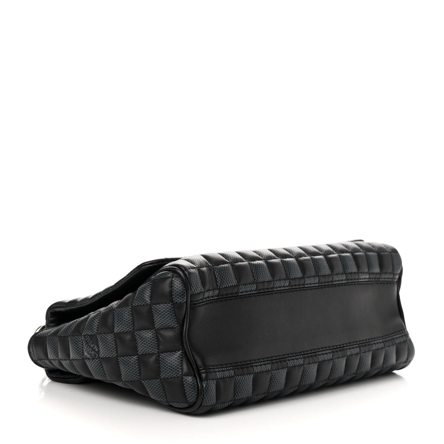 Calfskin Quilted Damier Twist MM Black Anthracite