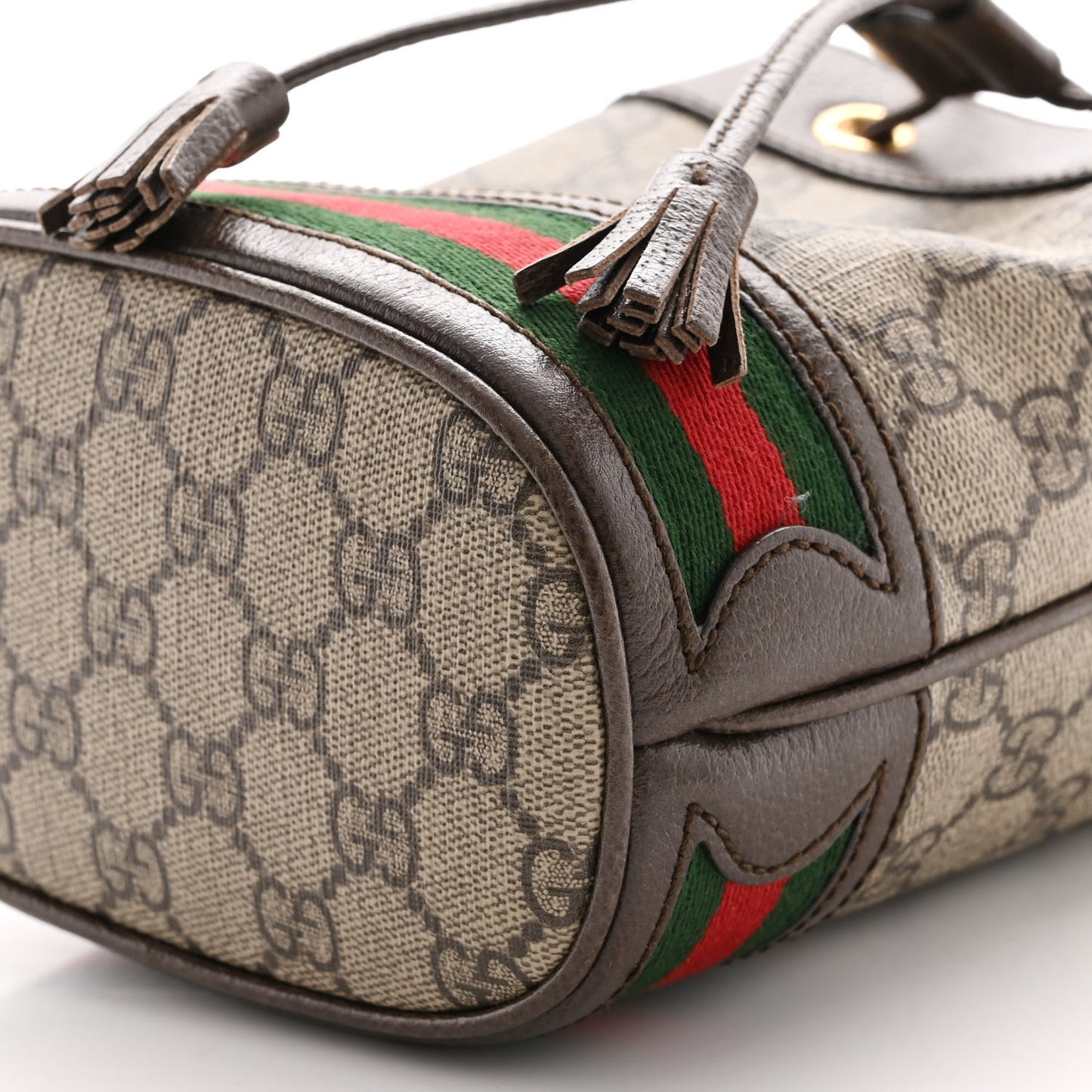 GG Supreme Monogram Web Mini Ophidia Bucket Bag Brown