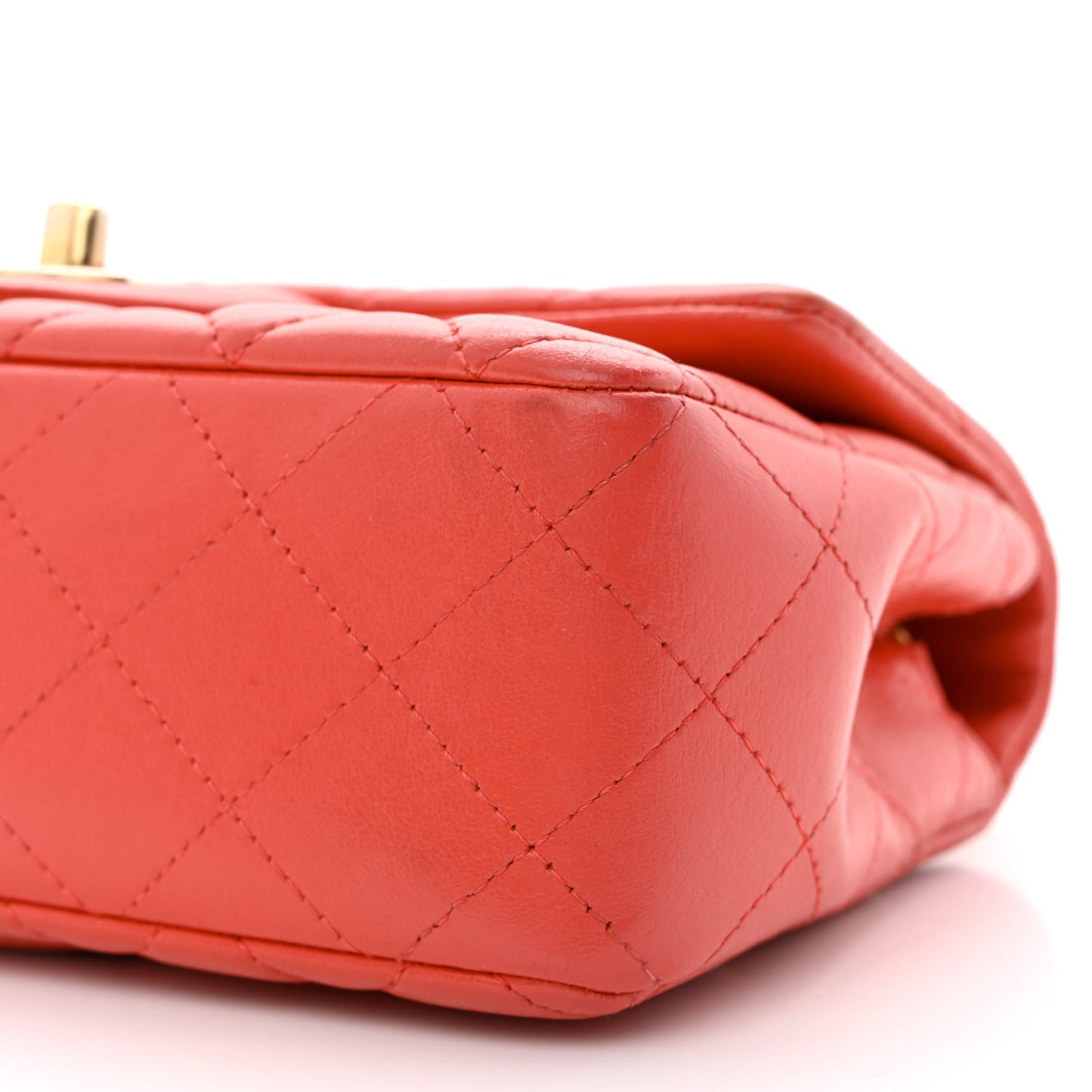 Lambskin Quilted Mini Rectangular Flap Red