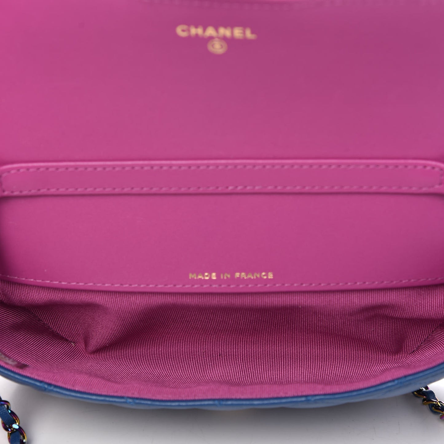 Lambskin Quilted Glasses Case With Chain Blue Purple