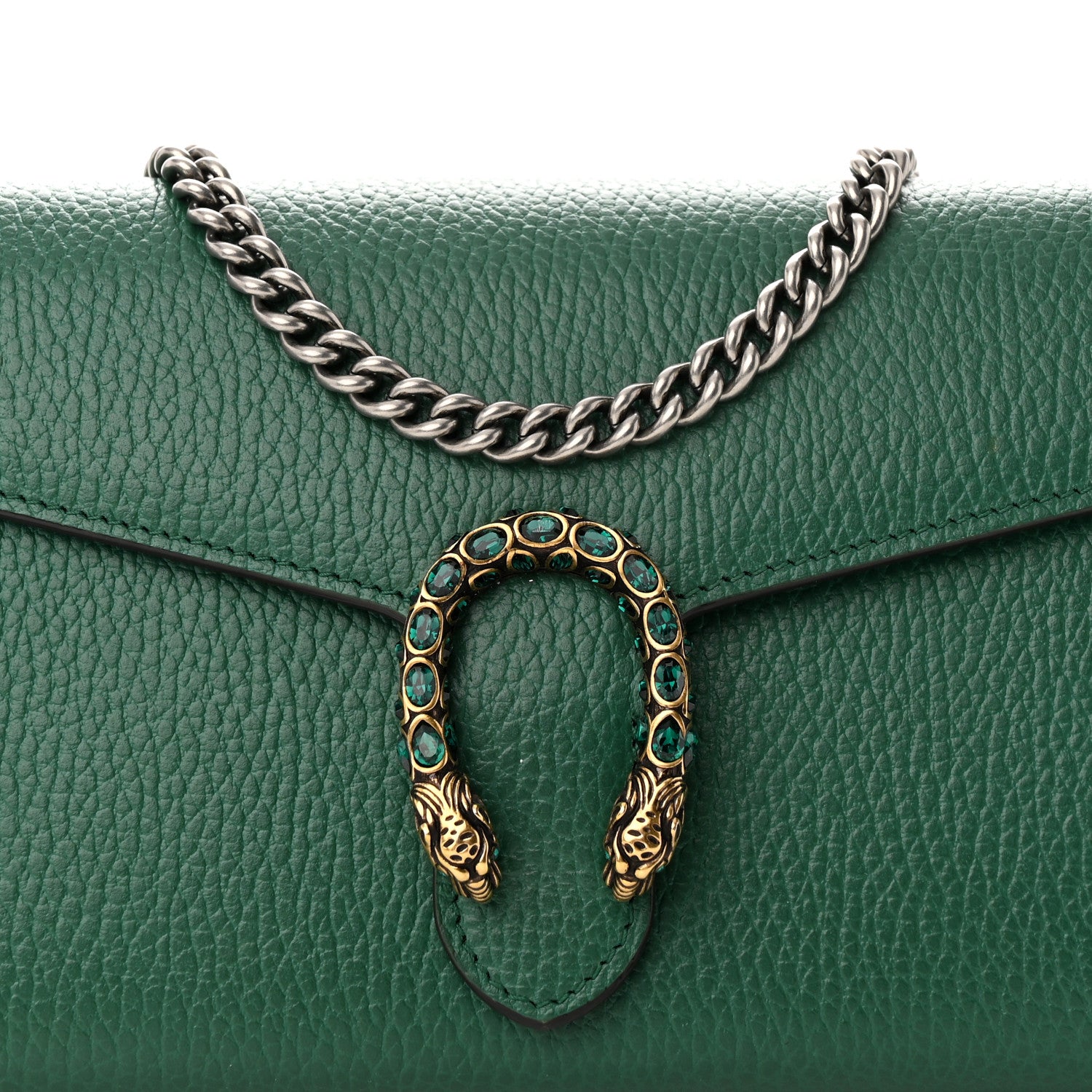 Gucci Calfskin Mini Dionysus Chain Wallet Emerald 7 of 9