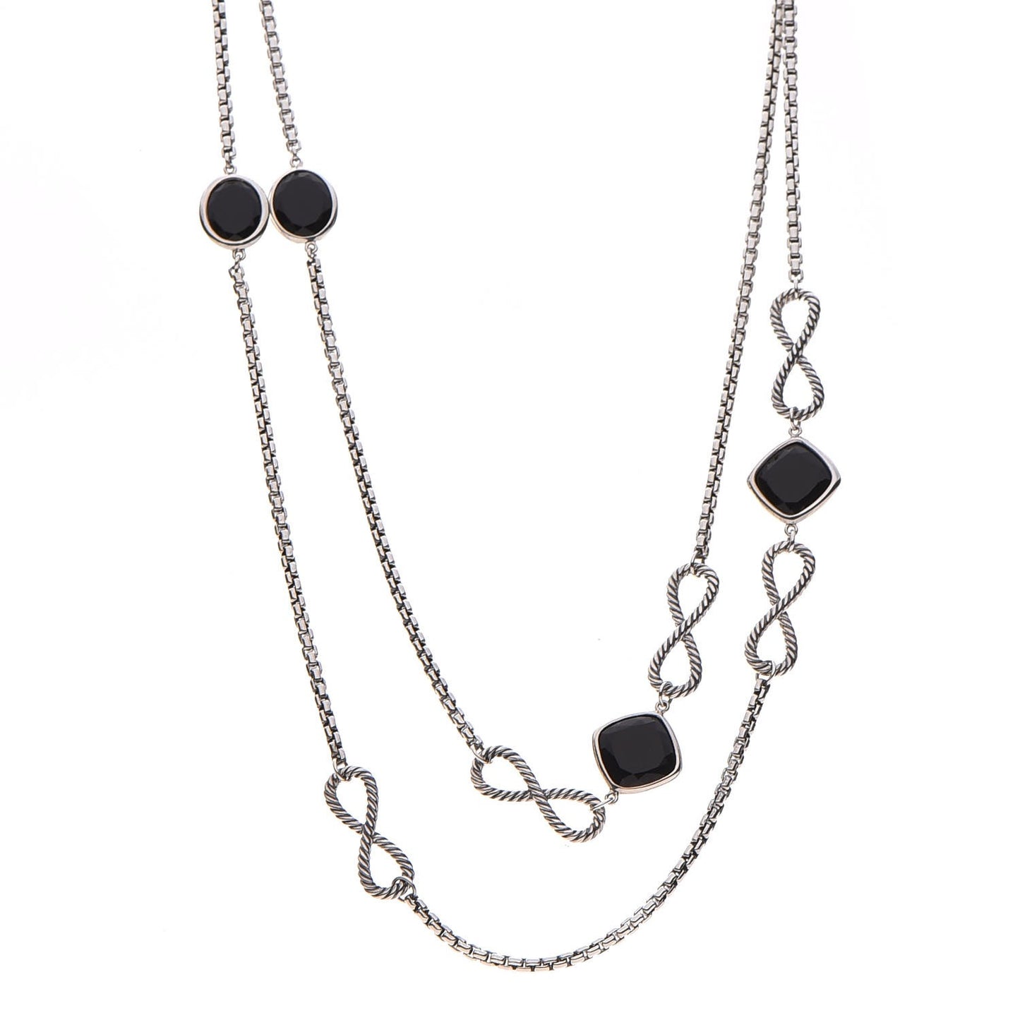 Sterling Silver Black Onyx Infinity Necklace