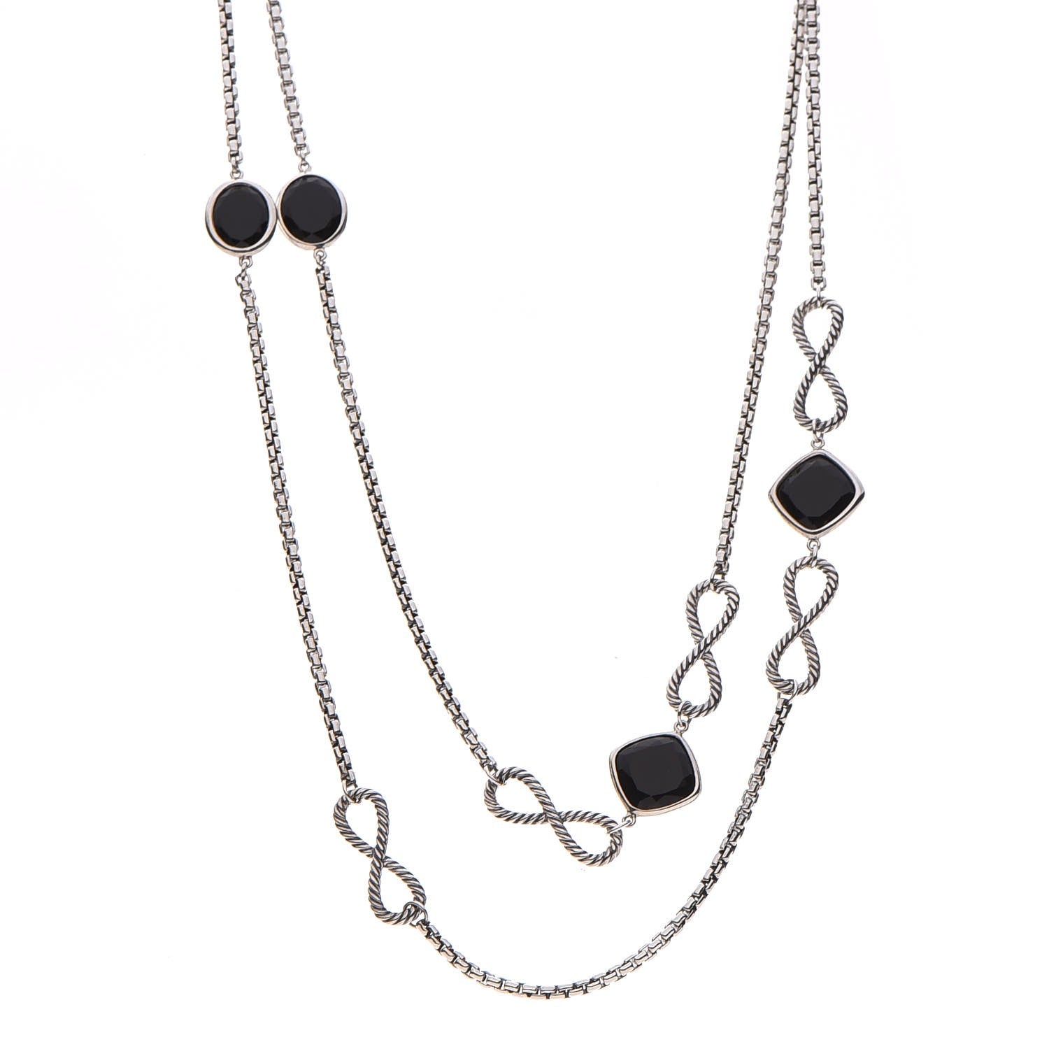 David Yurman Sterling Silver Black Onyx Infinity Necklace 1 of 6