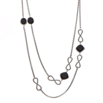 David Yurman Sterling Silver Black Onyx Infinity Necklace 1 of 6