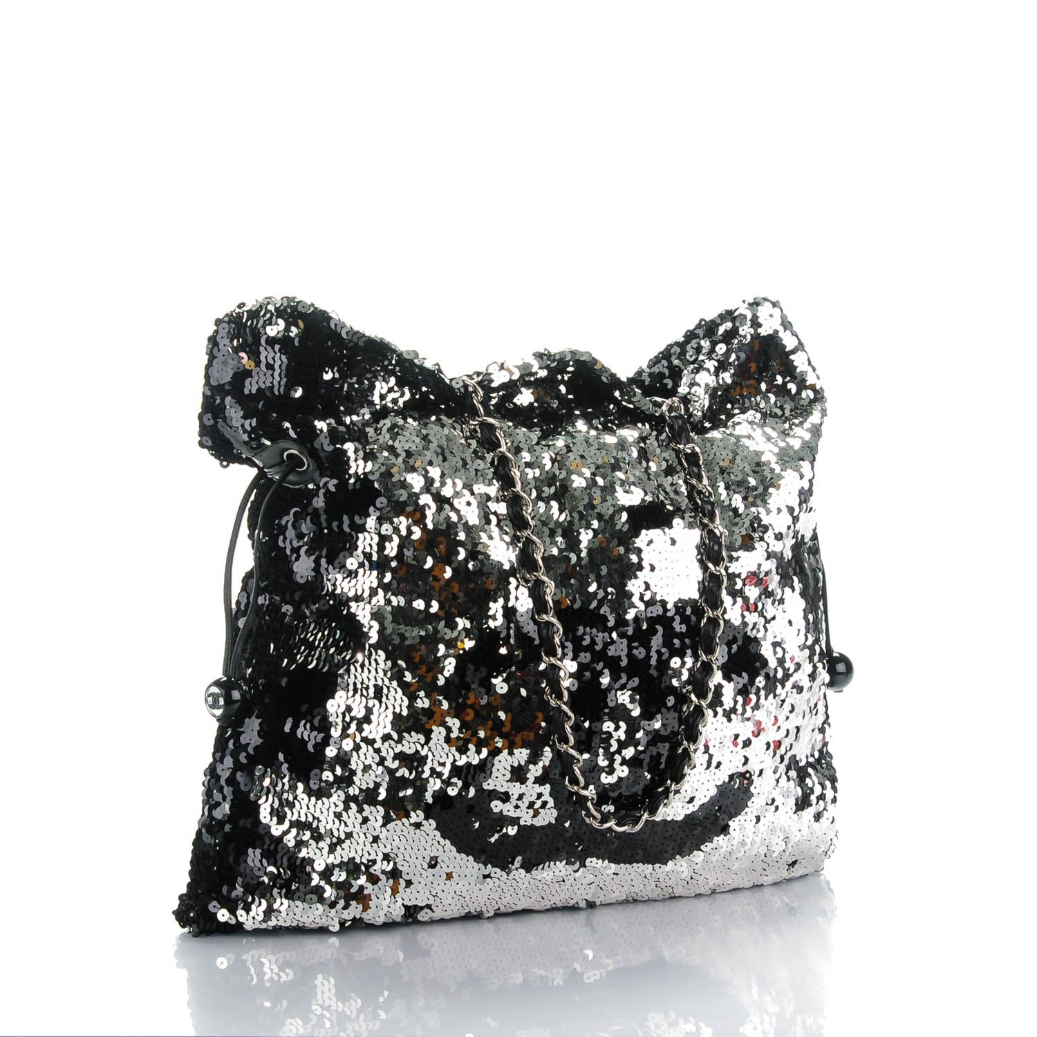 Chanel Sequin Summer Night Drawstring Tote Black 3 of 7
