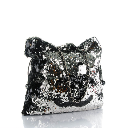 Chanel Sequin Summer Night Drawstring Tote Black 3 of 7