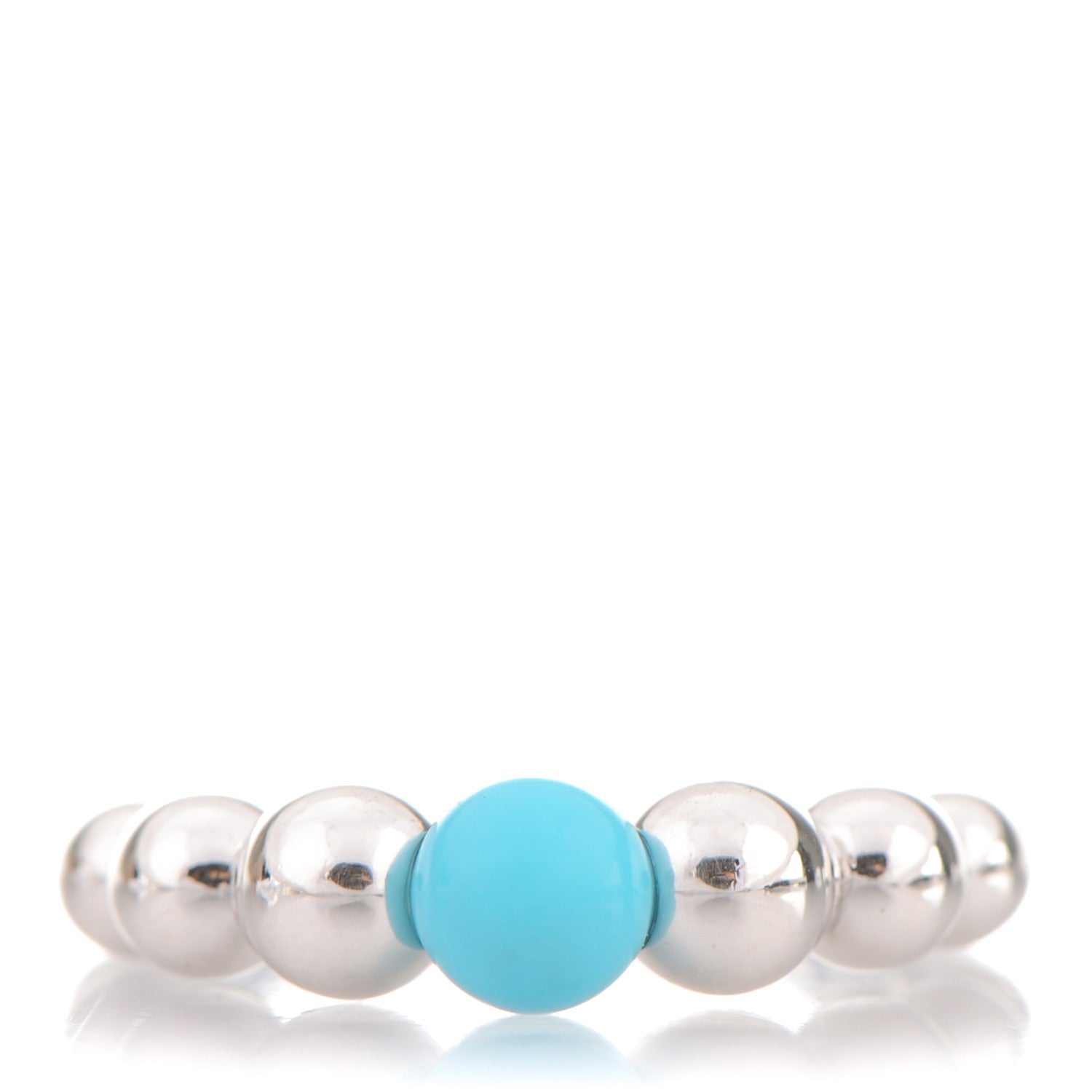 Van Cleef & Arpels 18K White Gold Turquoise Perlée Couleurs Variation Ring 7.5 56 1 of 5