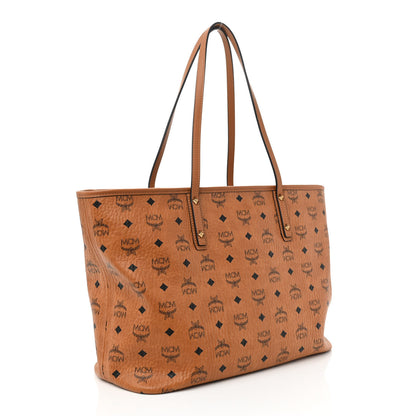 MCM Visetos Medium Anya Essential Victory Patch Shopper Tote Cognac 4 of 12