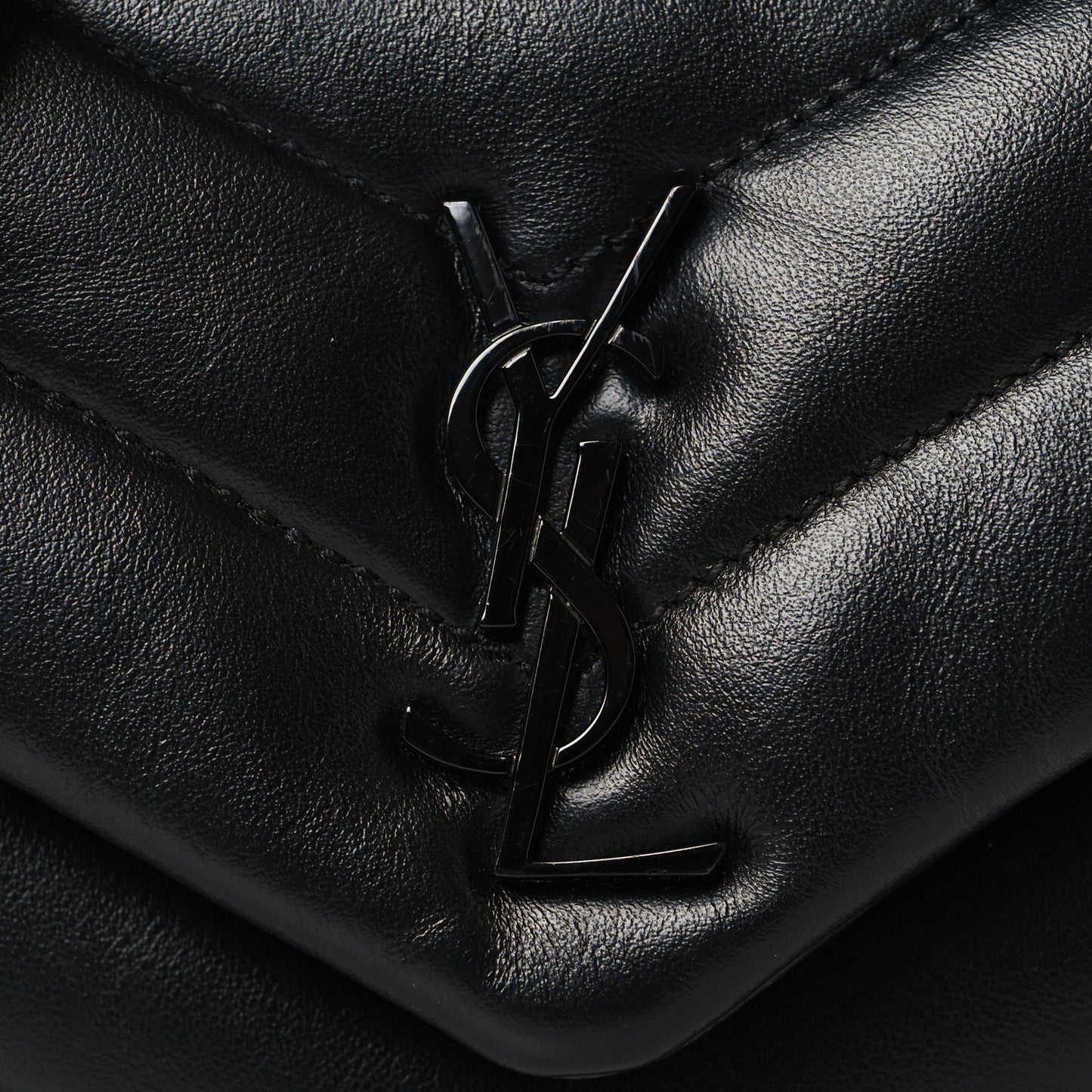 Calfskin Y Quilted Monogram Monochrome Toy Loulou Crossbody Bag Black
