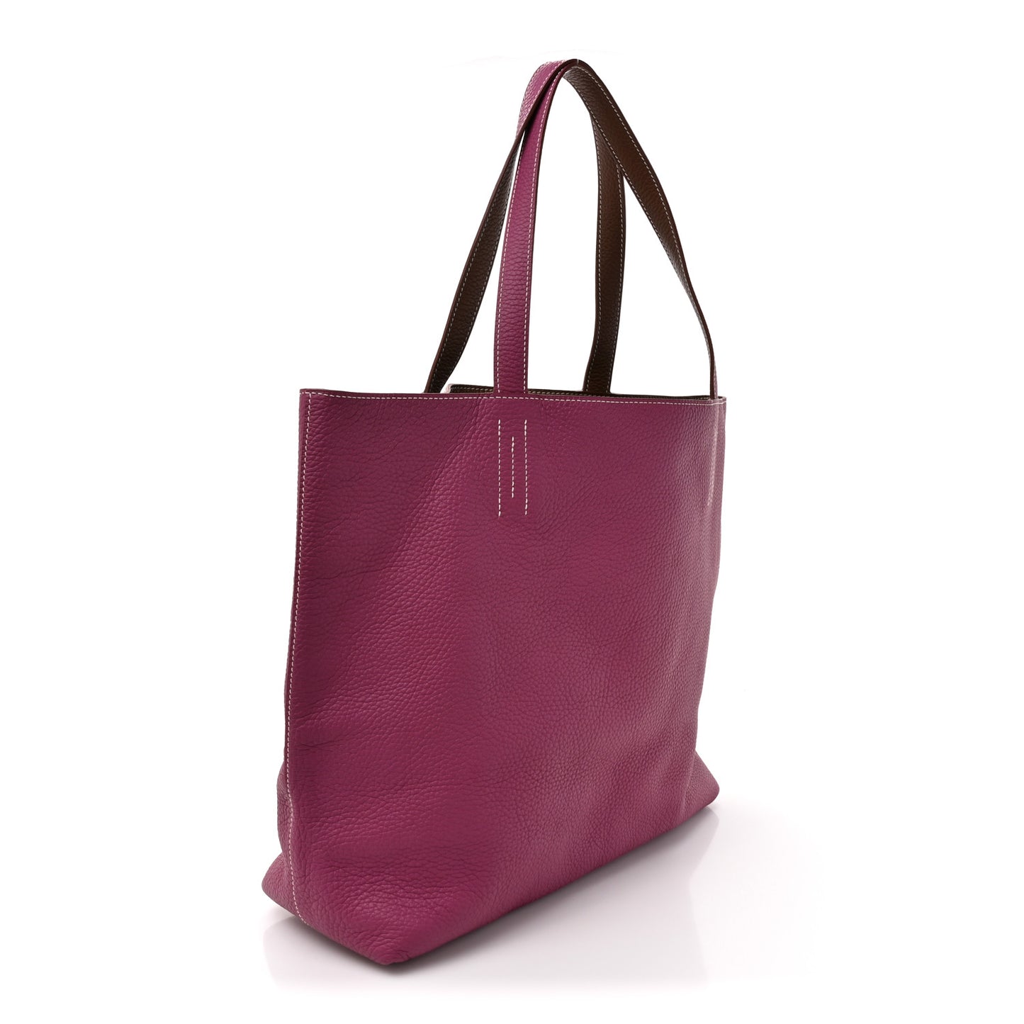 Taurillon Clemence Double Sens 36 Reversible Tote Marron Tosca