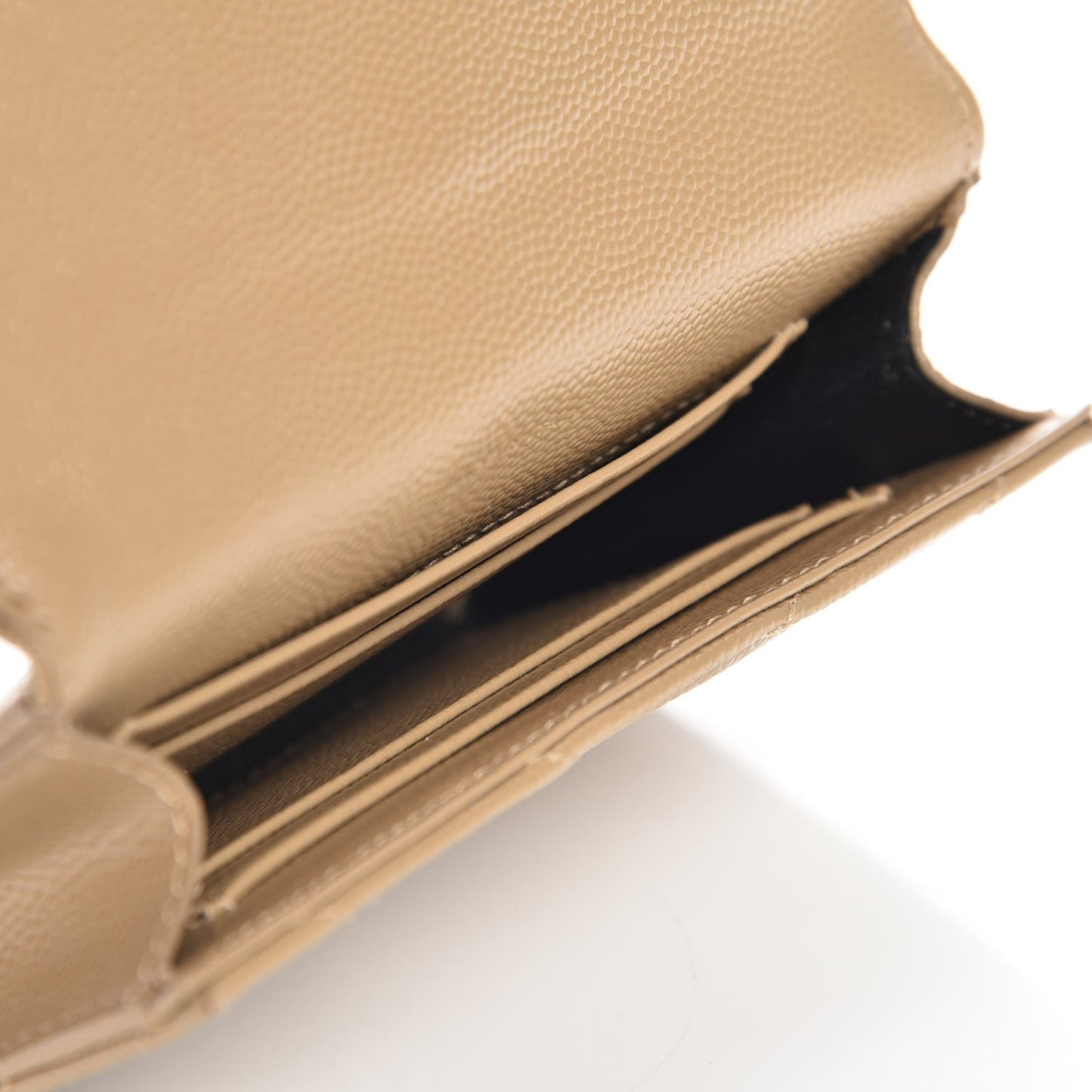 Grain De Poudre Matelasse Chevron Small Monogram Envelope Wallet Dark Beige