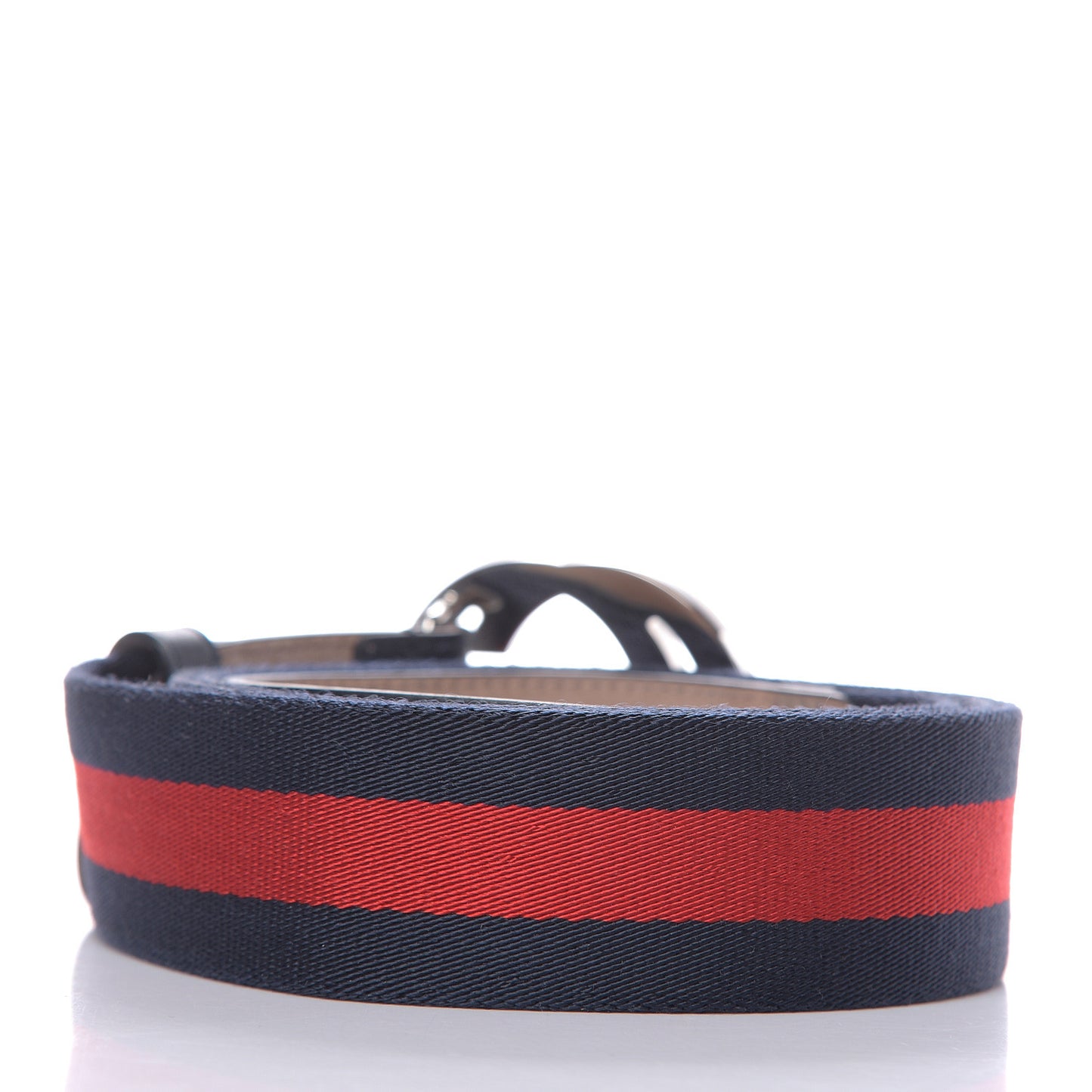 Calfskin Web Interlocking GG Belt 115 46 Navy Red