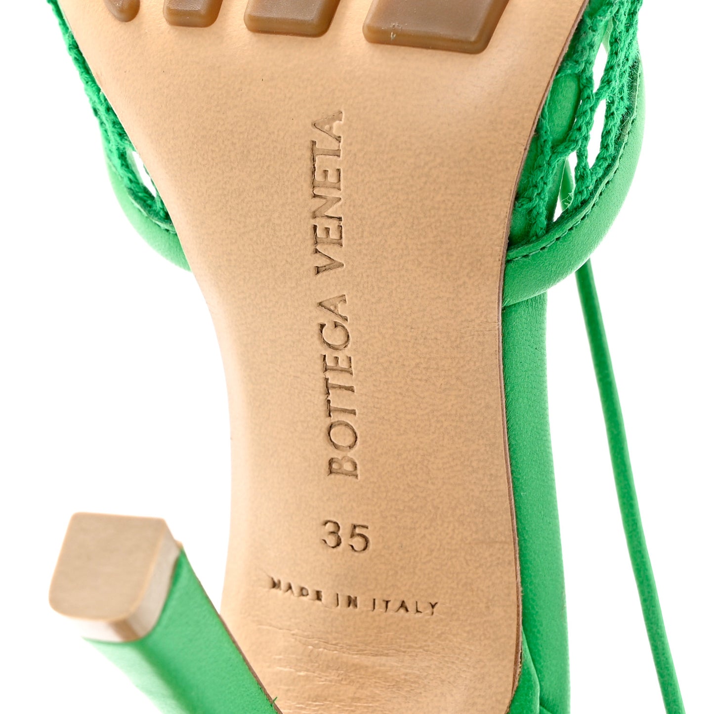 Mesh Nappa Stretch Ankle Tie 90mm Sandals 35 Grass