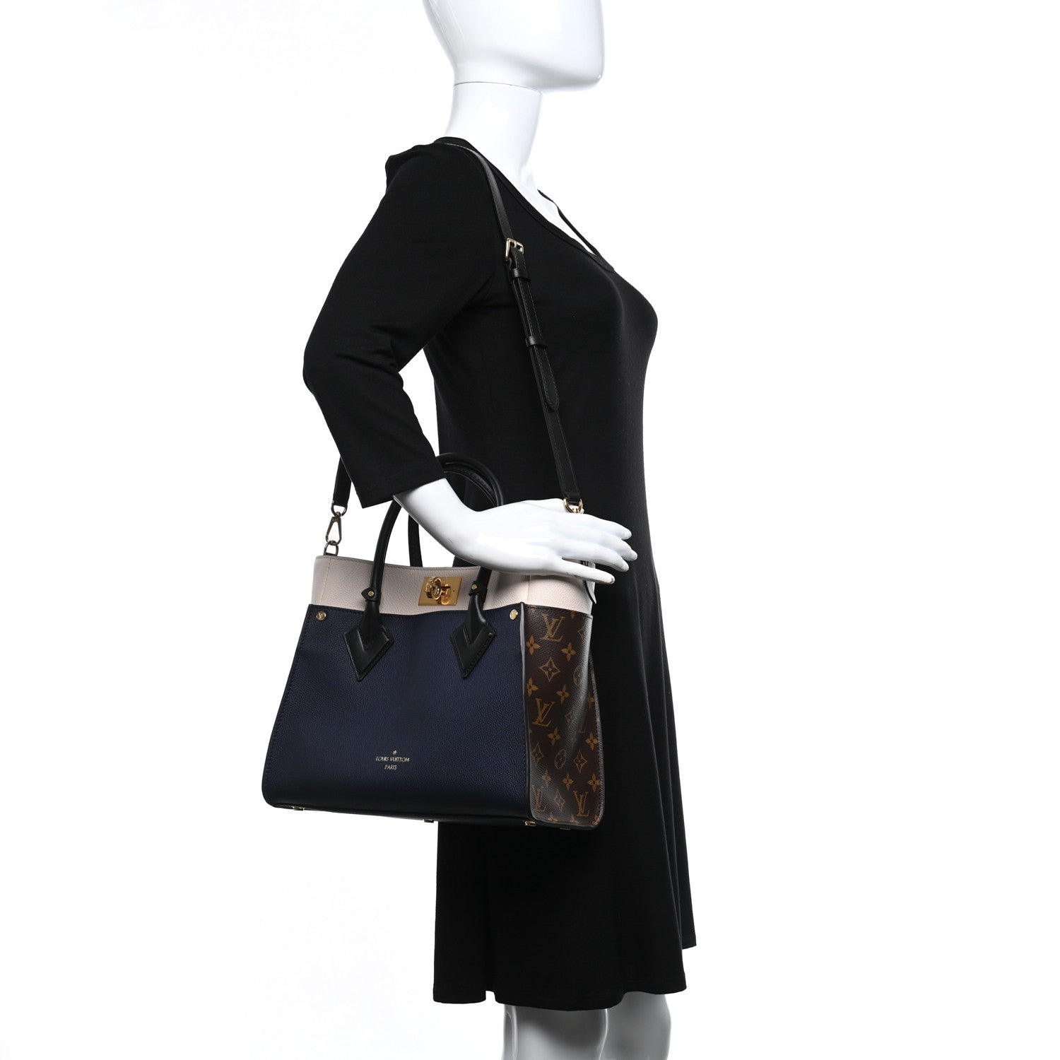 Louis Vuitton Calfskin Monogram On My Side Marine 2 of 8
