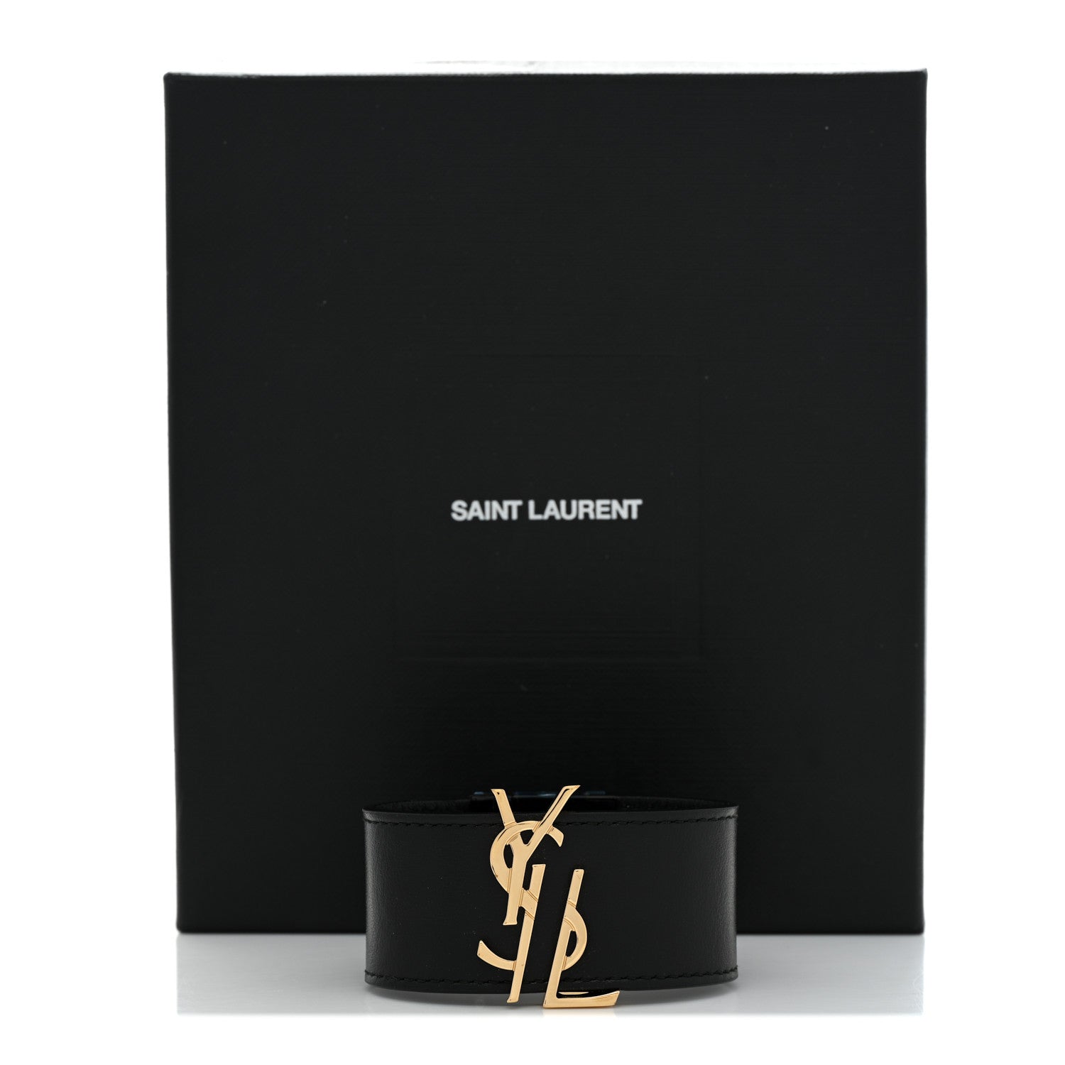 Saint Laurent Calfskin Monogram Bracelet Black 7 of 7