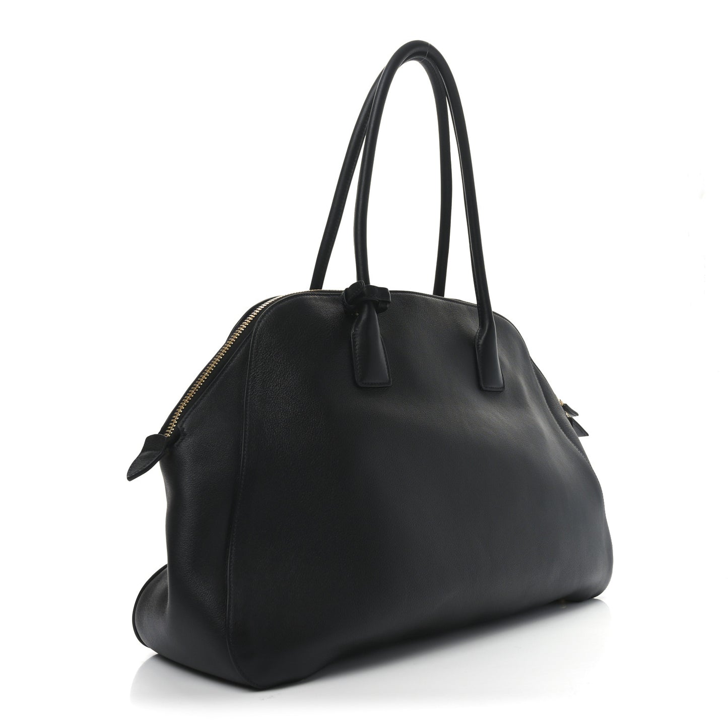 Calfskin Large Top Handle Tote Black