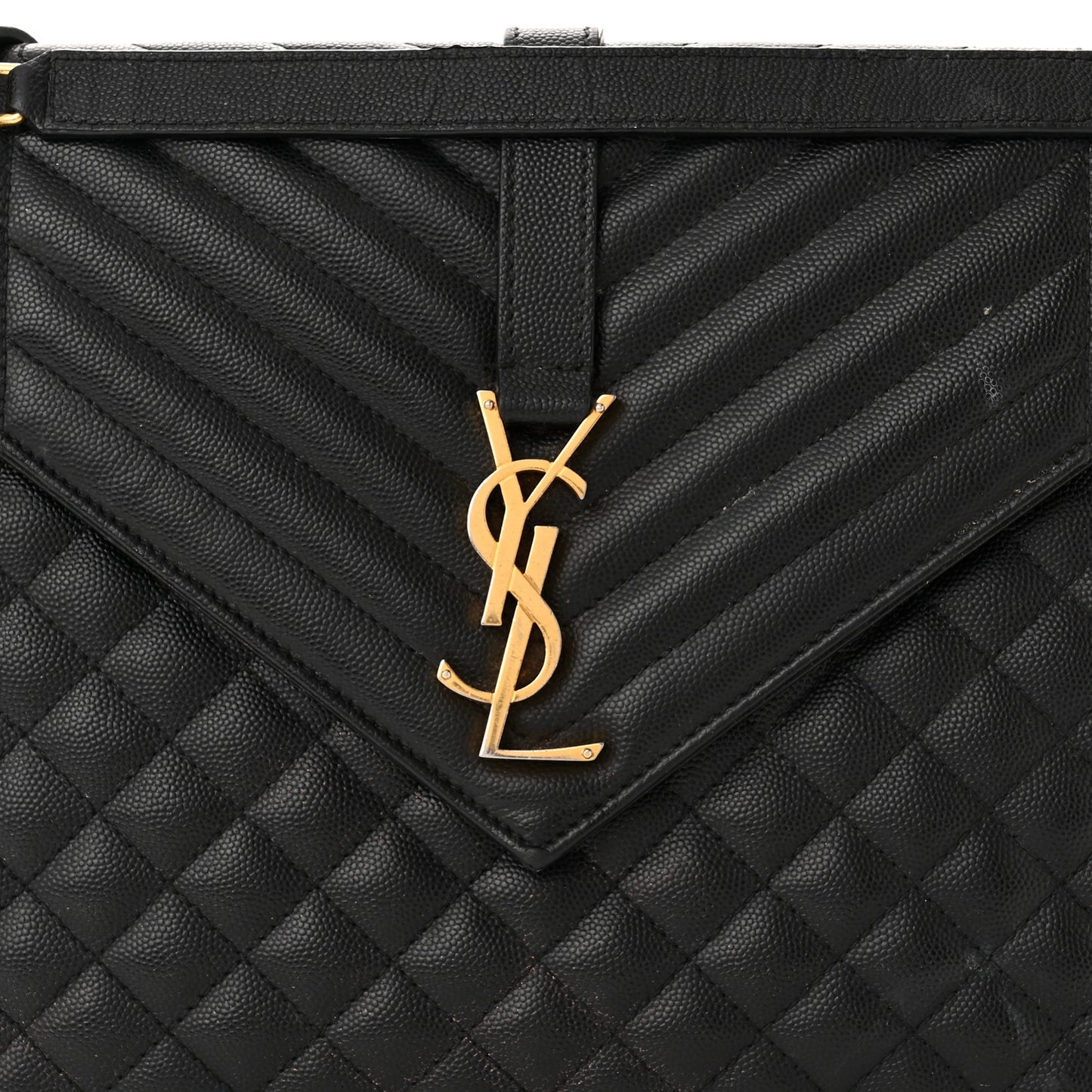 Grain De Poudre Textured Mixed Matelasse Large Triquilt Monogram Satchel Black