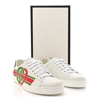 Gucci Calfskin Interlocking G Mens New Ace Sneakers 10.5 White Red Flame Green 10 of 10