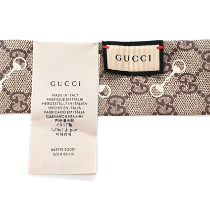 Gucci Silk Twill GG Monogram Gold Horsebity Neck Bow Scarf Flame 3 of 3