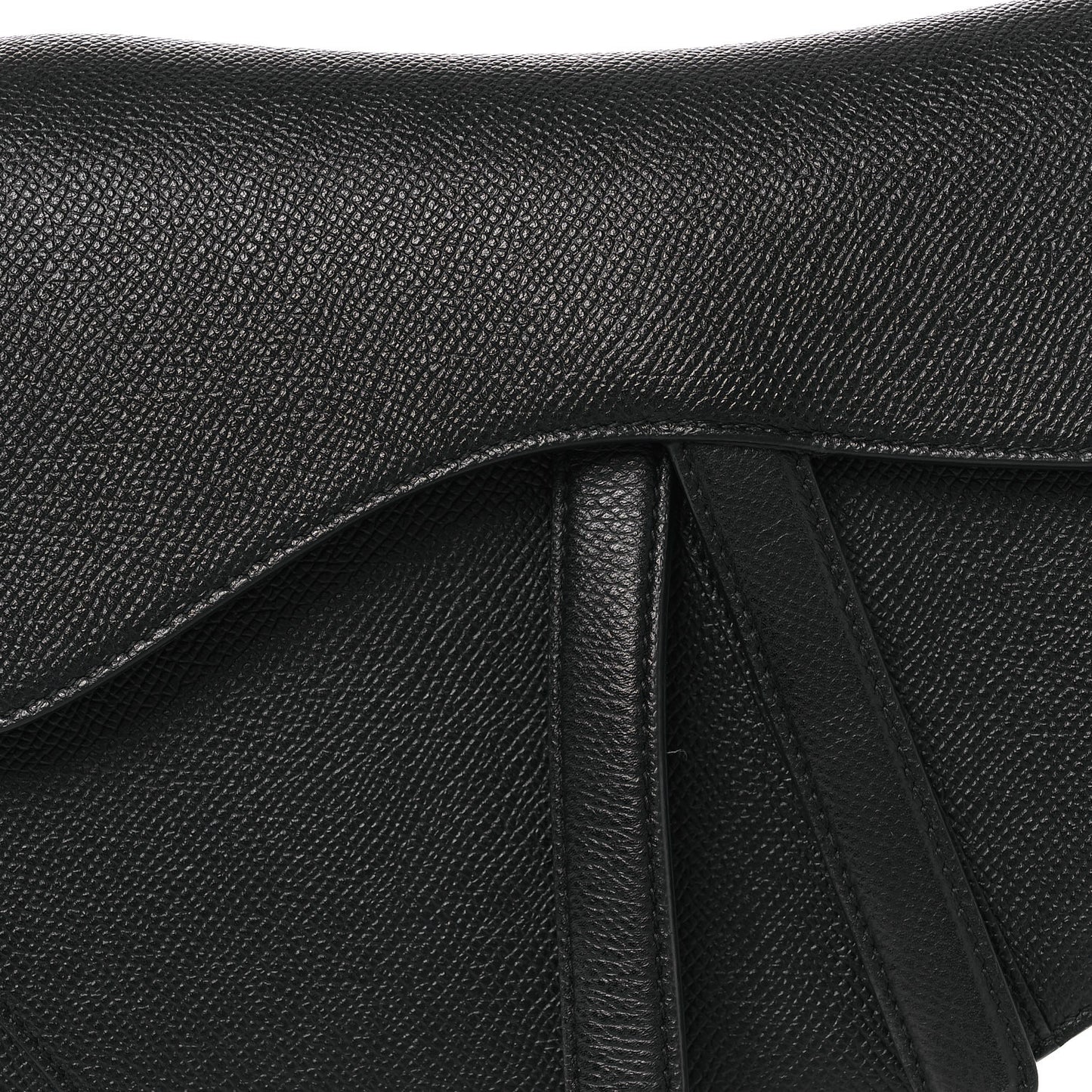 Grained Calfskin Saddle Bag Black