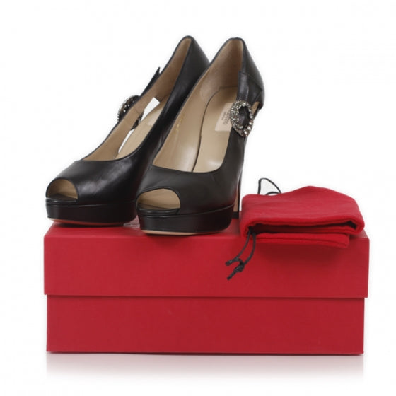 Valentino Garavani Crystal Platform Peep Toe Pumps 39.5 Black 10 of 10