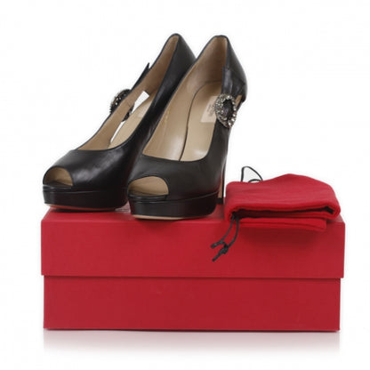 Valentino Garavani Crystal Platform Peep Toe Pumps 39.5 Black 10 of 10