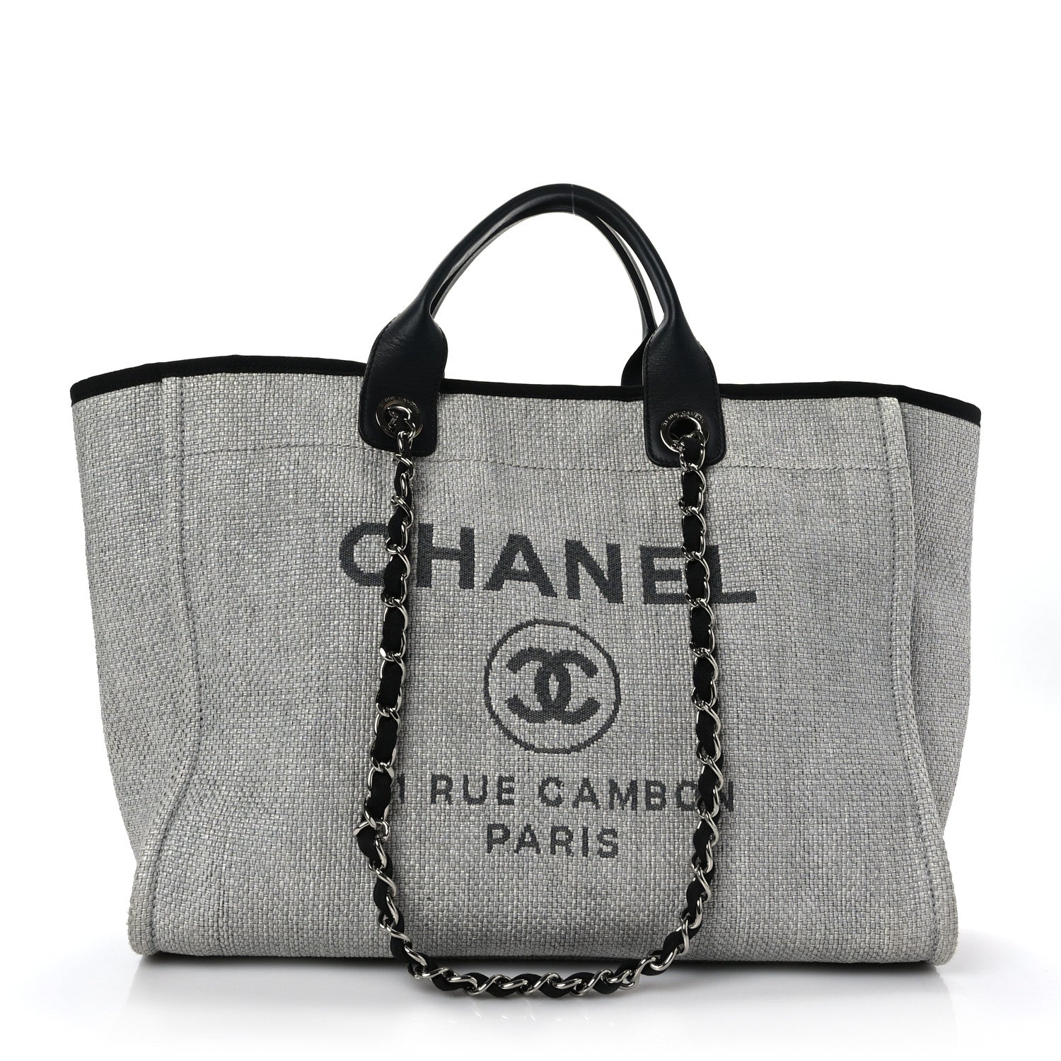 Chanel Woven Straw Raffia Medium Deauville Tote Grey 1 of 9