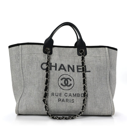 Chanel Woven Straw Raffia Medium Deauville Tote Grey 1 of 9
