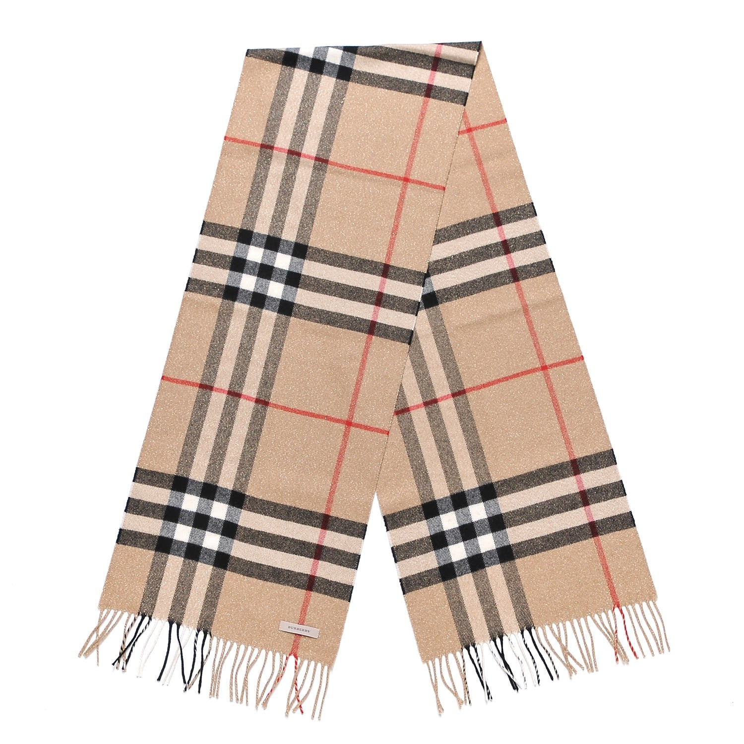 Burberry Metallic Cashmere Giant Check Fringe Scarf 4 of 4