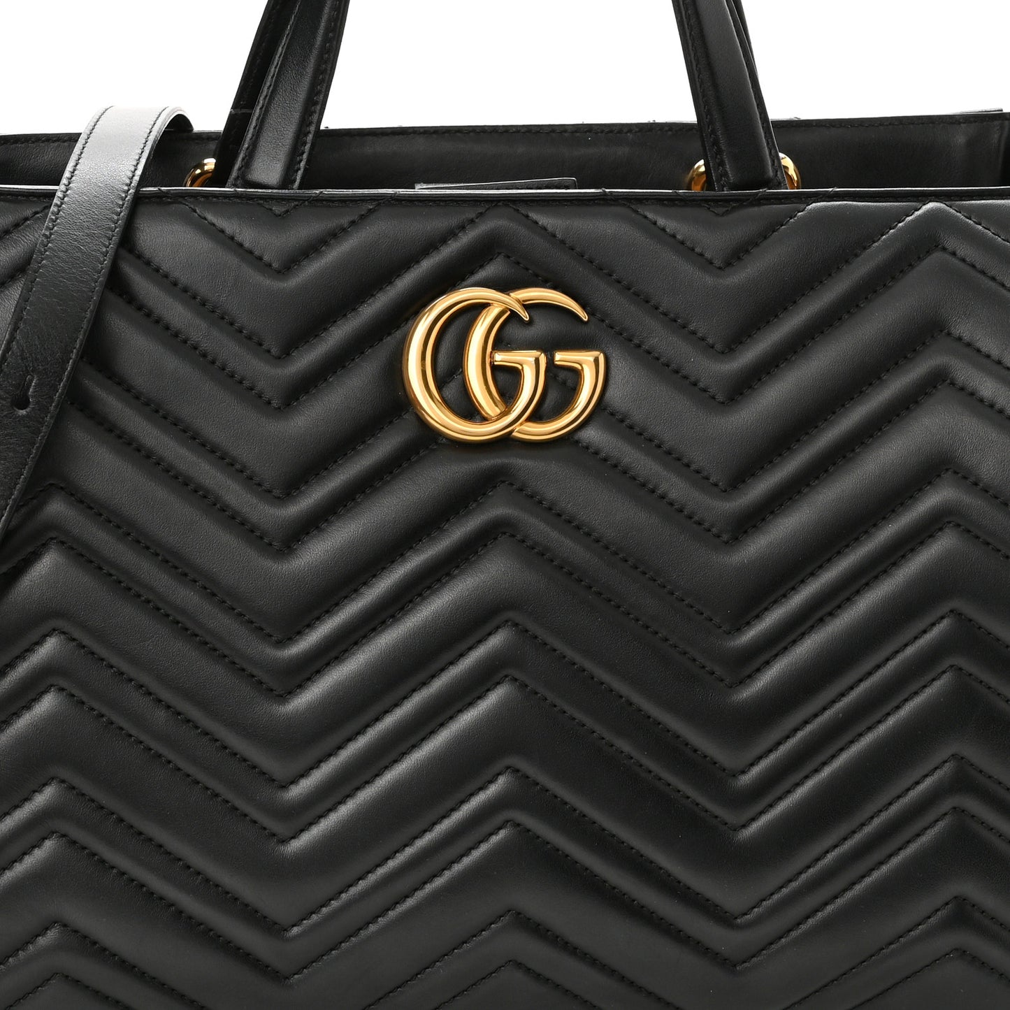 Calfskin Matelasse Medium GG Marmont Tote Black
