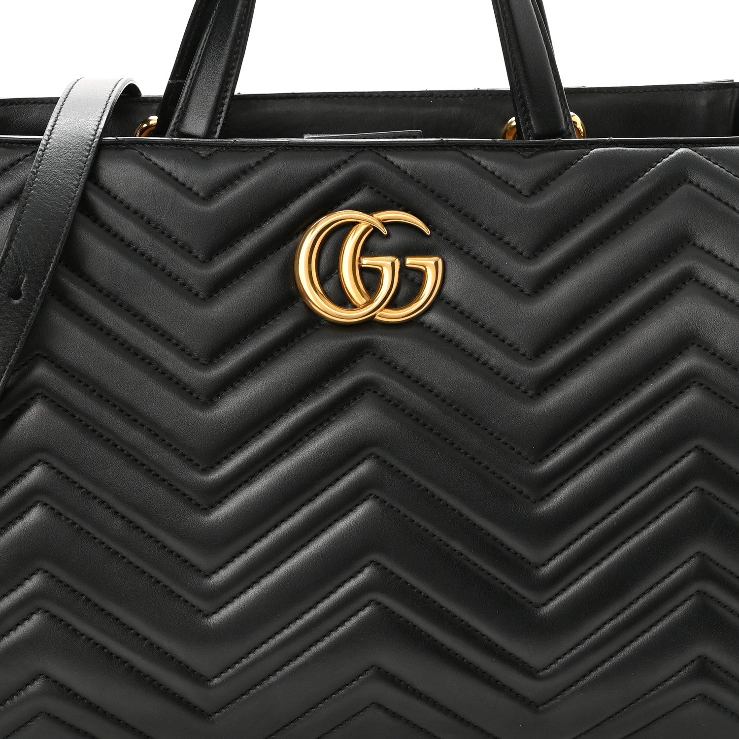 Gucci Calfskin Matelasse Medium GG Marmont Tote Black 8 of 11