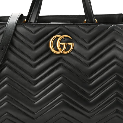 Gucci Calfskin Matelasse Medium GG Marmont Tote Black 8 of 11