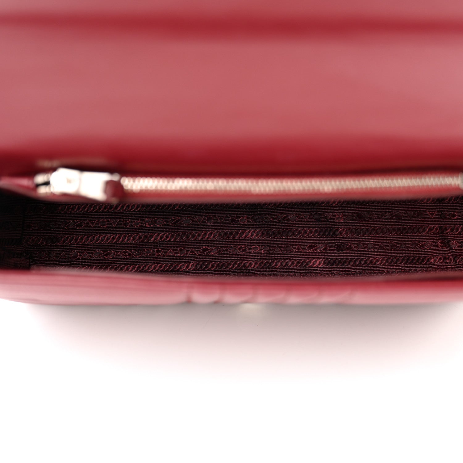 Prada Soft Calfskin Impunture Diagramme Large Chain Flap Shoulder Bag Cerise 5 of 10