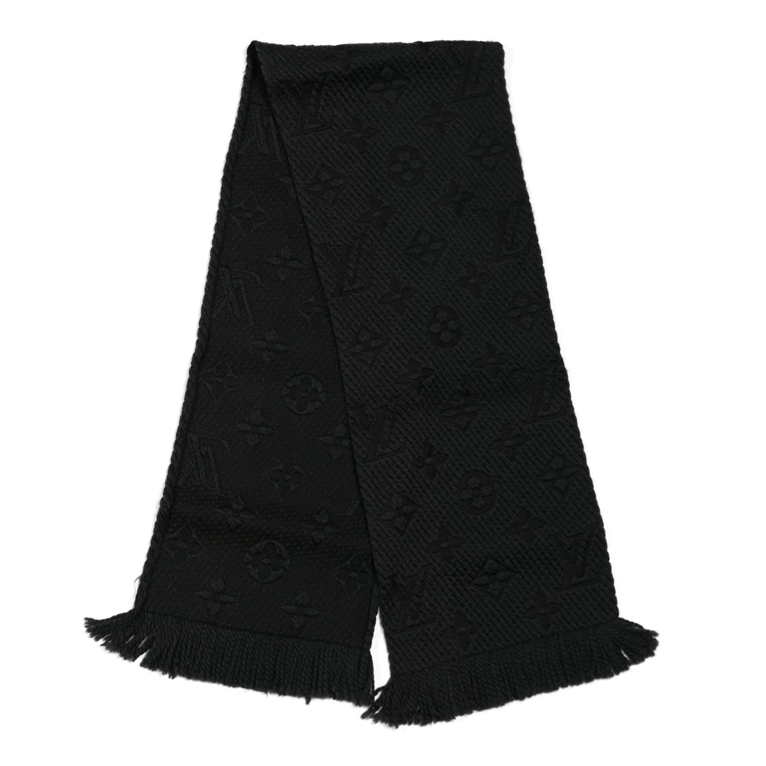 Louis Vuitton Wool Silk Logomania Scarf Charcoal Grey 2 of 4