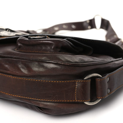 Christian Dior Calfskin Large Gaucho Double Saddle Bag Brown 10 of 14