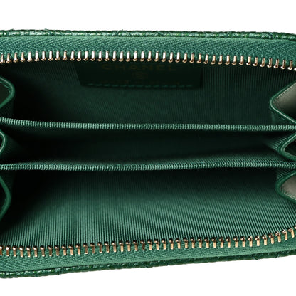Chanel Metallic Caviar Quilted Zip Coin Purse Green 5 of 10